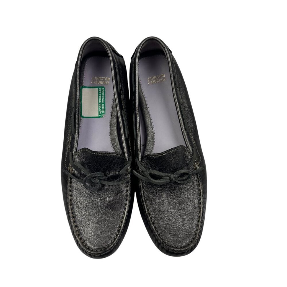 Johnston & Murphy Soft Leather Pewter Metallic Driving Loafers Women's Size 10N